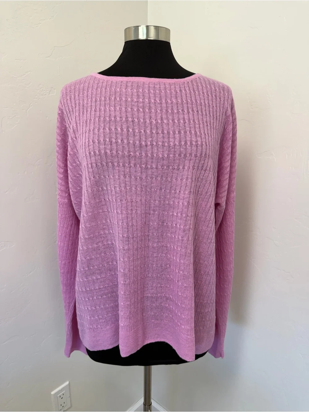 J. Crew Linen Pink Ribbed Boat-Neck Sweater Size XXL